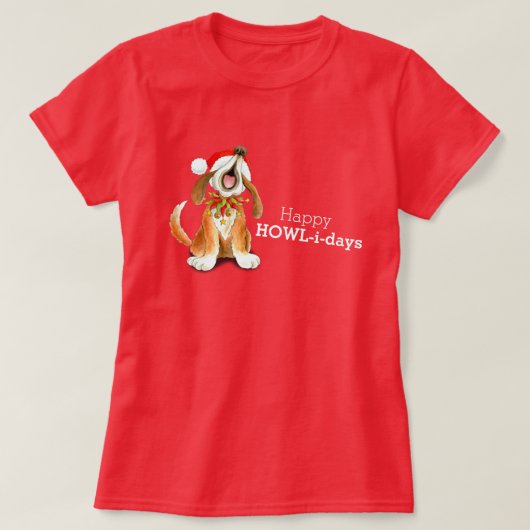 Happy Howl-i-days Weihnachtshundekarol singen T-Shirt (Design vorne)
