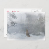 Happy "Howl" idays Wolf im Schneeballpostkarten Postkarte (Vorne/Hinten)