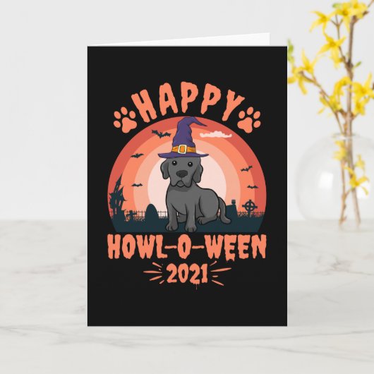 Happy Howl O Ween 2021 Black Lab Karte (Gelbe Blume)