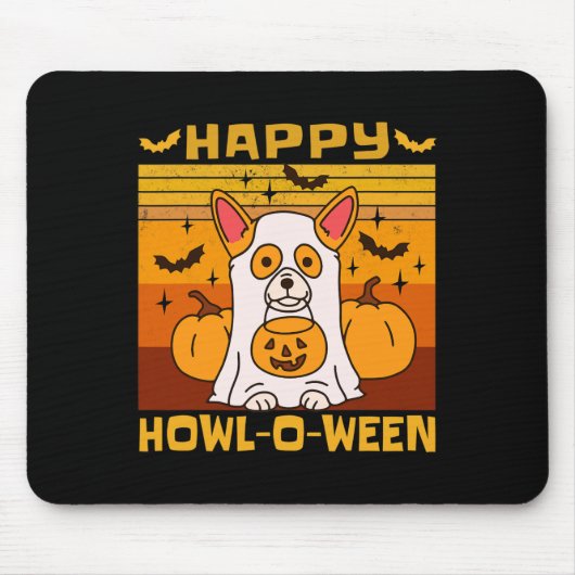 Happy Howl-o-ween Corgi Halloween Kostüm Mousepad (Vorne)