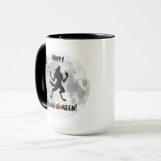 Happy Howl-o-ween Funny Werewolf Tasse (Vorderseite Links)