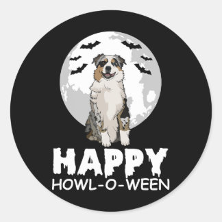 Happy Howl-o-ween Halloween Kostüm Niedlicher Hund Runder Aufkleber