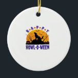 Happy Howl O Ween Howling Halloween Dog Essential  Keramik Ornament<br><div class="desc">Happy Howl O Ween Howling Halloween Dog Essential T-Shirt</div>
