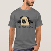 Happy Howl-O-Ween Mops mit Bat Wings T-Shirt (Vorderseite)