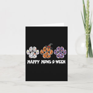 Happy Howl-o-ween Paw Print Halloween Karte