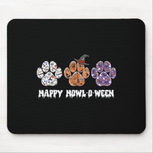 Happy Howl-o-ween Paw Print Halloween Mousepad