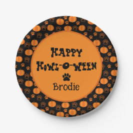 Happy Howl-O-Ween Personalized Dog Halloween Pappteller