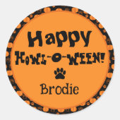 Happy Howl-O-Ween Personalized Dog Halloween Runder Aufkleber (Vorderseite)
