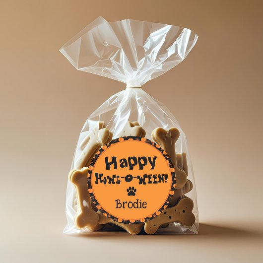 Happy Howl-O-Ween Personalized Dog Halloween Runder Aufkleber