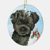 Happy Howliday Affenpinscher Keramikornament (Links)