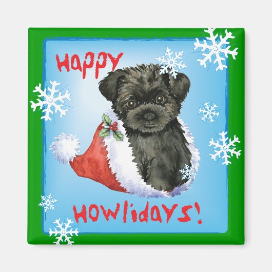 Happy Howliday Affenpinscher Magnet (Vorne)