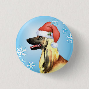 Happy Howliday Afghan Hound Button