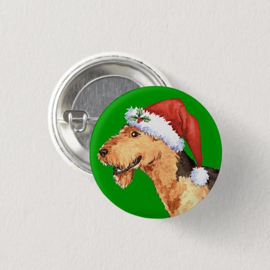 Happy Howliday Airedale Button (Vorne & Hinten)