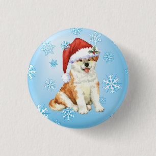 Happy Howliday Akita Button