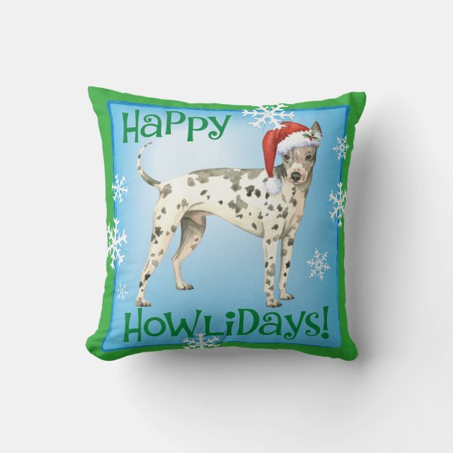 Happy Howliday American Hairless Terrier Kissen (Vorderseite)