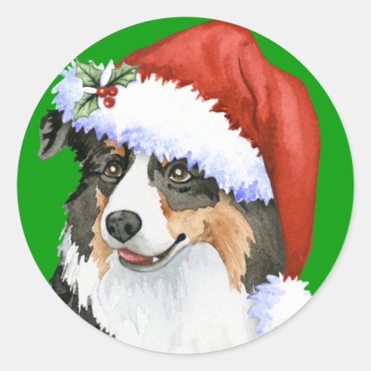 Happy Howliday Aussie Runder Aufkleber (Vorderseite)