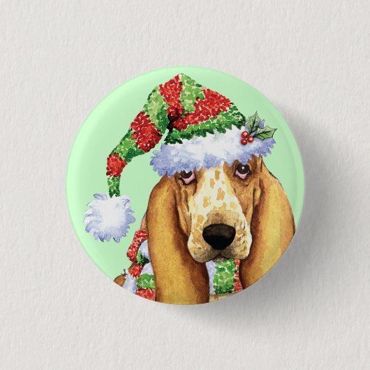 Happy Howliday Basset Button (Vorderseite)