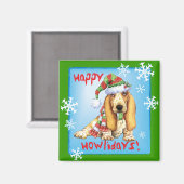 Happy Howliday Basset Magnet (Vorderseite/Rückseite)