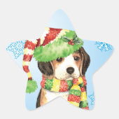 Happy Howliday Beagle Stern-Aufkleber (Vorderseite)