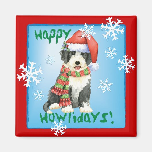 Happy Howliday Beardie Magnet (Vorne)