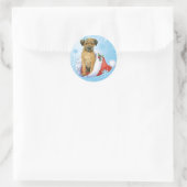 Happy Howliday Border Terrier Runder Aufkleber (Tasche)