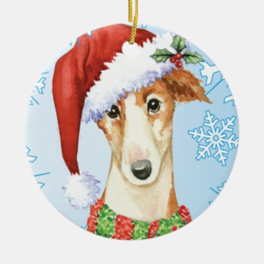 Happy Howliday Borzoi Keramik Ornament (Vorne)