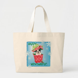 Happy Howliday Boston Terrier Jumbo Stoffbeutel