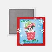 Happy Howliday Boston Terrier Magnet (Vorderseite/Rückseite)