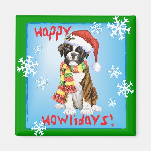 Happy Howliday Boxer Magnet (Vorne)