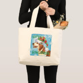Happy Howliday Brittany Jumbo Stoffbeutel (Vorderseite (Produkt))