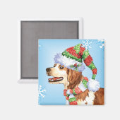 Happy Howliday Brittany Magnet (Vorderseite/Rückseite)