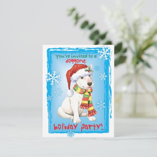 Happy Howliday Bull Terrier Einladung (Stehend Vorderseite)