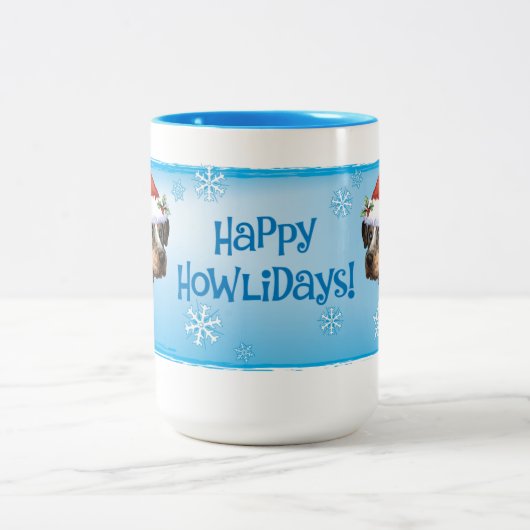 Happy Howliday Catahoula Zweifarbige Tasse (Mittel)