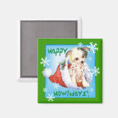 Happy Howliday Chinese Crested Magnet (Vorderseite/Rückseite)