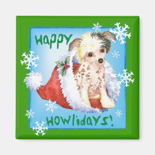 Happy Howliday Chinese Crested Magnet