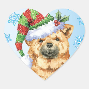 Happy Howliday Chow Chow Herz-Aufkleber
