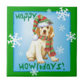 Happy Howliday Clumber Spaniel Fliese (Vorderseite)