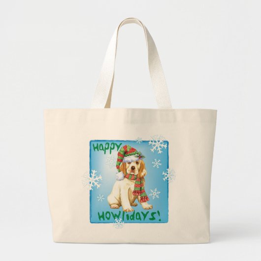 Happy Howliday Clumber Spaniel Jumbo Stoffbeutel (Vorne)