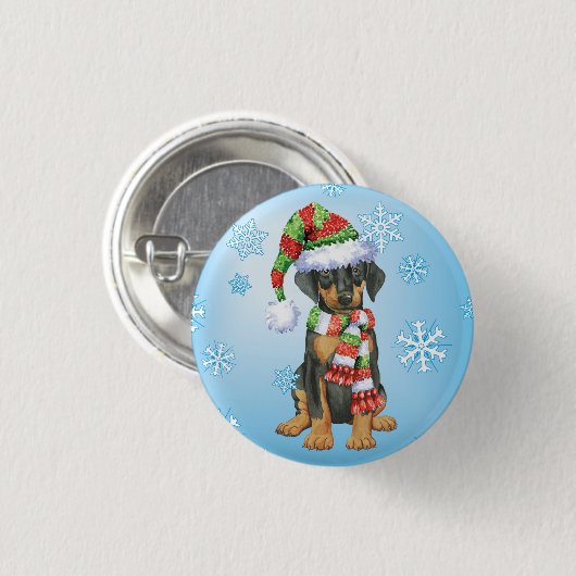 Happy Howliday Doberman Button (Vorne & Hinten)