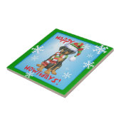 Happy Howliday Doberman Fliese (Seite)