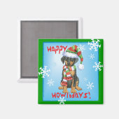 Happy Howliday Doberman Magnet (Vorderseite/Rückseite)