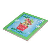 Happy Howliday French Bulldog Fliese (Seite)