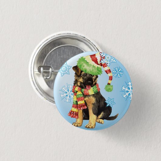 Happy Howliday German Shepherd Button (Vorne & Hinten)