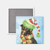 Happy Howliday German Shepherd Magnet (Vorderseite/Rückseite)