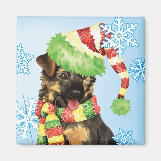 Happy Howliday German Shepherd Magnet (Vorne)