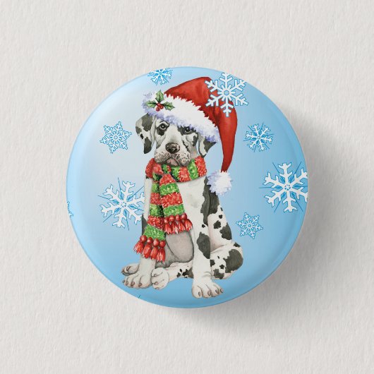 Happy Howliday Great Dane Button (Vorderseite)