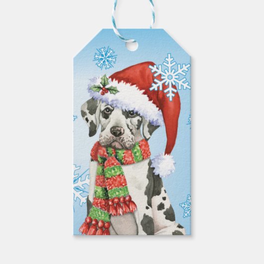 Happy Howliday Great Dane Geschenkanhänger (Vorderseite)