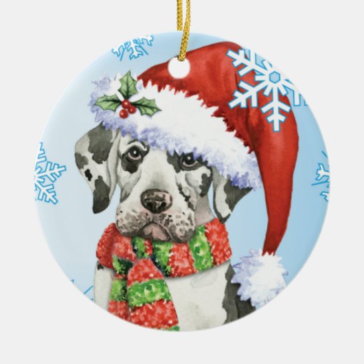 Happy Howliday Great Dane Keramikornament (Vorne)