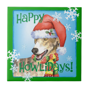 Happy Howliday Greyhound Fliese