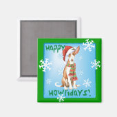 Happy Howliday Ibizan Hound Magnet (Vorderseite/Rückseite)
